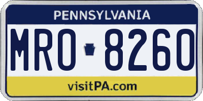PA license plate MRO8260