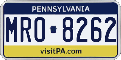 PA license plate MRO8262
