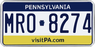 PA license plate MRO8274