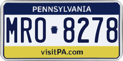 PA license plate MRO8278