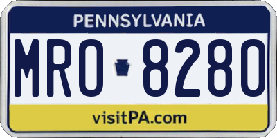 PA license plate MRO8280