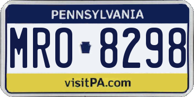 PA license plate MRO8298