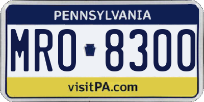 PA license plate MRO8300