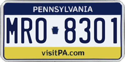PA license plate MRO8301