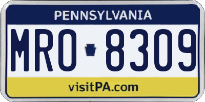 PA license plate MRO8309