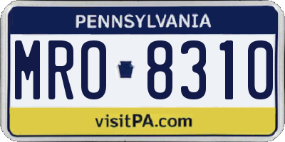 PA license plate MRO8310