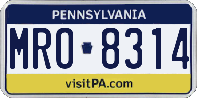 PA license plate MRO8314