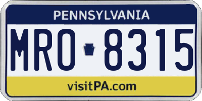 PA license plate MRO8315