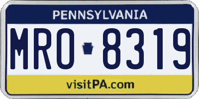 PA license plate MRO8319