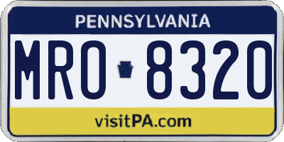 PA license plate MRO8320