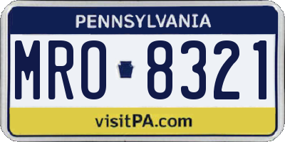 PA license plate MRO8321