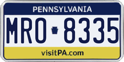PA license plate MRO8335