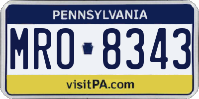 PA license plate MRO8343