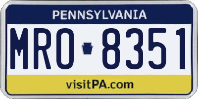 PA license plate MRO8351