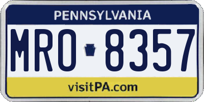 PA license plate MRO8357