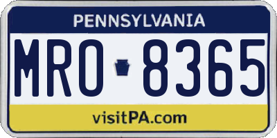 PA license plate MRO8365
