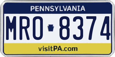 PA license plate MRO8374