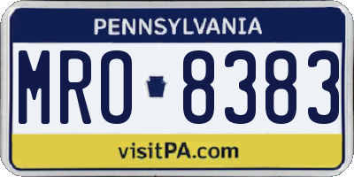PA license plate MRO8383