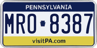PA license plate MRO8387