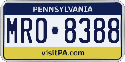 PA license plate MRO8388