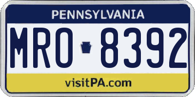 PA license plate MRO8392