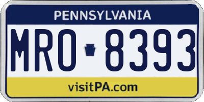 PA license plate MRO8393