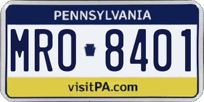 PA license plate MRO8401
