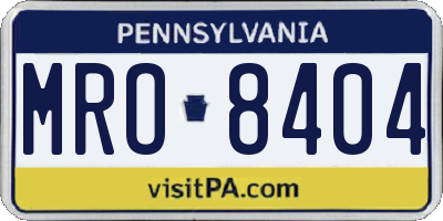 PA license plate MRO8404