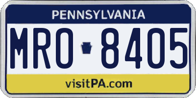 PA license plate MRO8405