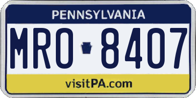 PA license plate MRO8407