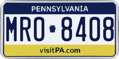 PA license plate MRO8408