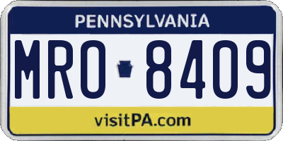 PA license plate MRO8409