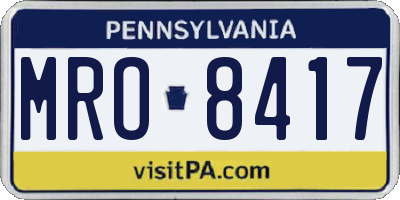 PA license plate MRO8417
