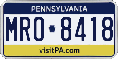 PA license plate MRO8418