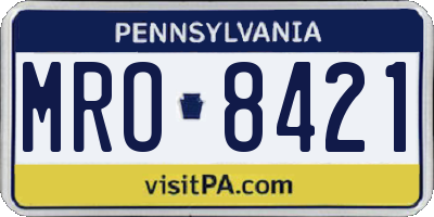 PA license plate MRO8421