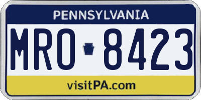 PA license plate MRO8423