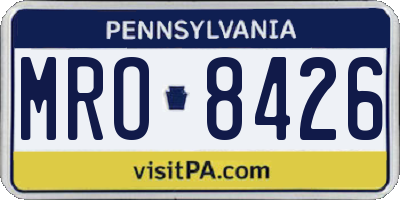 PA license plate MRO8426