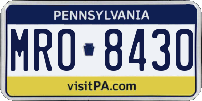 PA license plate MRO8430