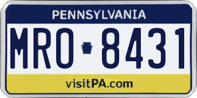 PA license plate MRO8431