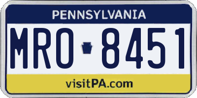 PA license plate MRO8451