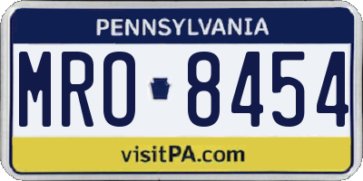 PA license plate MRO8454