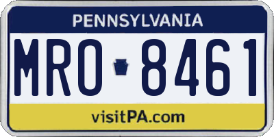 PA license plate MRO8461