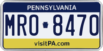 PA license plate MRO8470