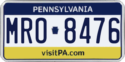 PA license plate MRO8476