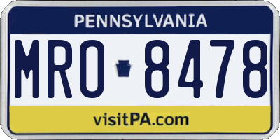 PA license plate MRO8478