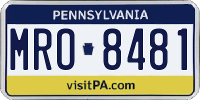 PA license plate MRO8481