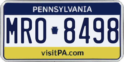 PA license plate MRO8498