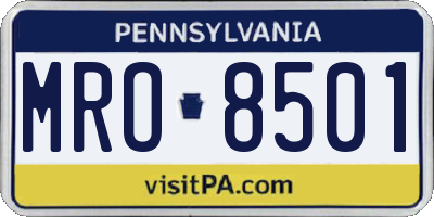 PA license plate MRO8501
