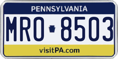 PA license plate MRO8503