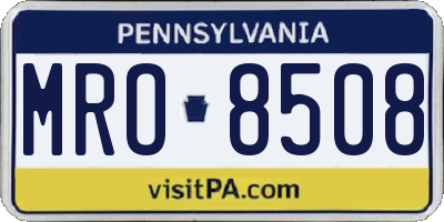 PA license plate MRO8508